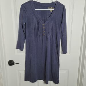 Lilly Pulitzer Dress XXS Amberly Navy Blue Pintuck Henley 3/4 Sleeve Modal Knit